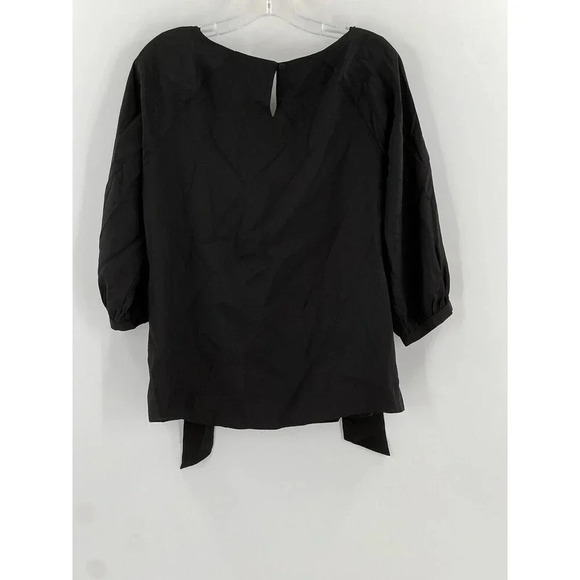 Leona by Lauren Leonard Gorgeous Black 100% Silk Neck Tie Blouse USA Made EUC - Picture 9 of 10